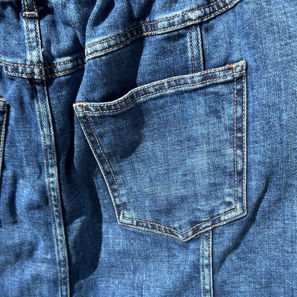 aerie Blue Button-Front Denim Mini Skirt - Picture 4 of 6